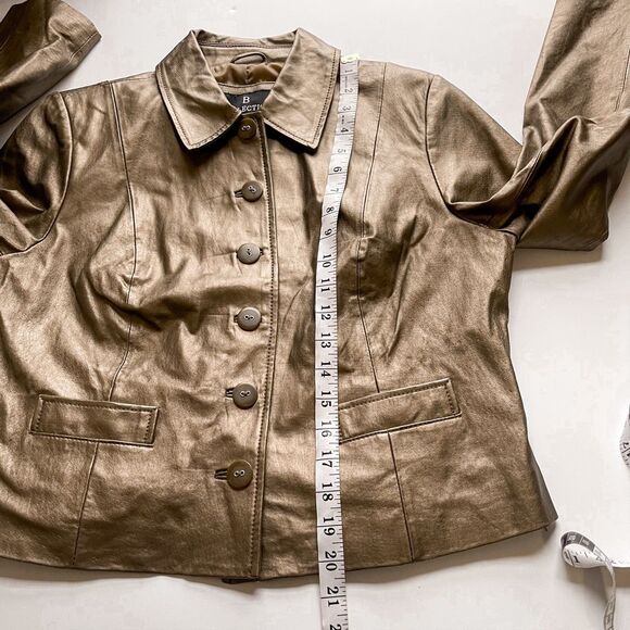 Vintage Metallic Bronze B Collection Leather Jacket Size LP - Picture 6 of 7